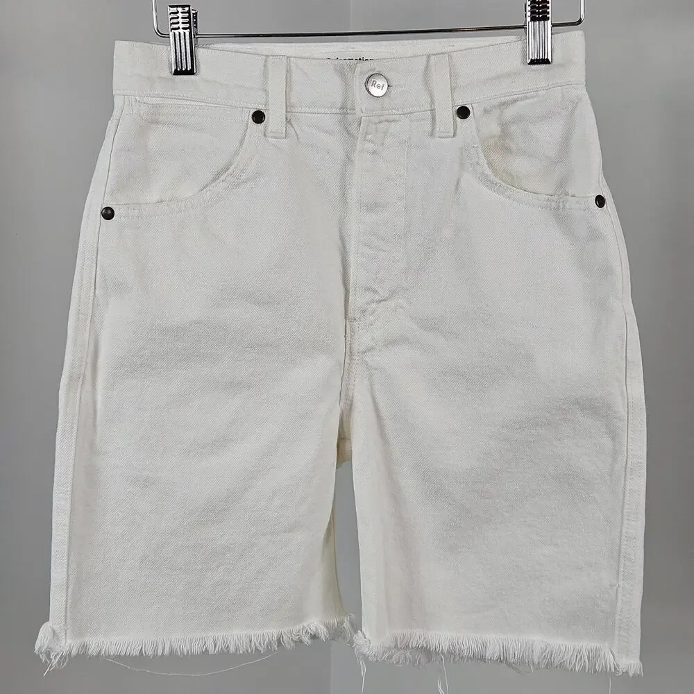 Reformation Jeans Women's White Cut-off High Rise‎ Denim Jeans Shorts | 25